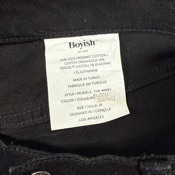 Boyish The Mikey High Rise Wide Leg Jean Black Beauty Womens Size 29 Button Fly - Picture 7 of 12